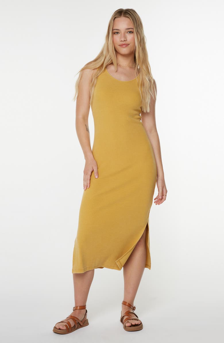 Roxy City Lights Tank Midi Dress, Alternate, color, Amber Gold Solid