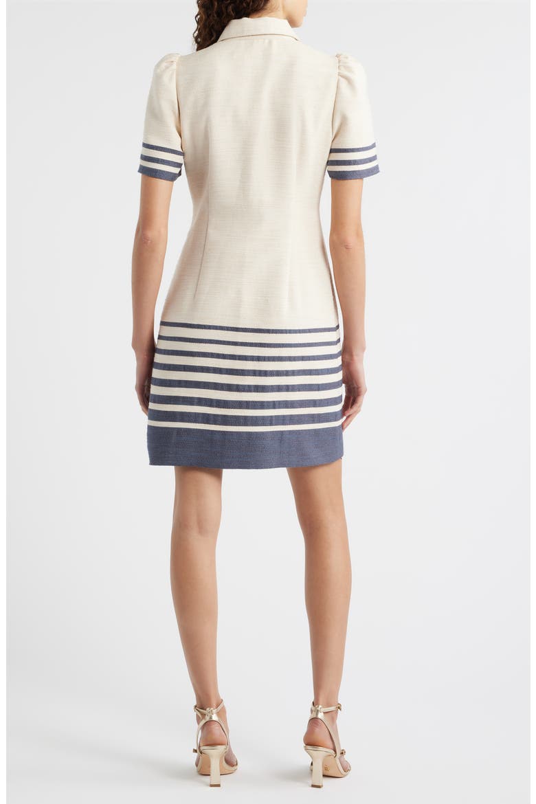 Stripe Trim Snap Front Shirtdress, Alternate, color, IVORY NAVY