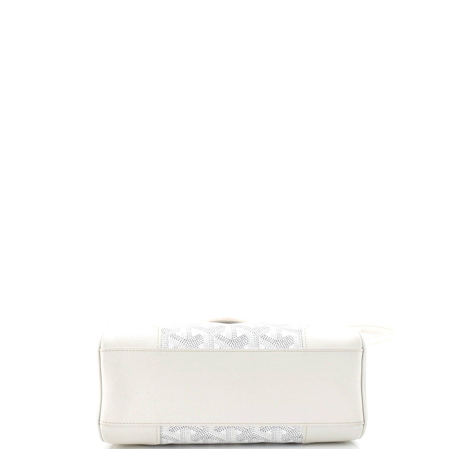 Pre-Owned Goyard Saigon Top Handle Bag Coated Canvas with Leather Mini, Alternate, color, White