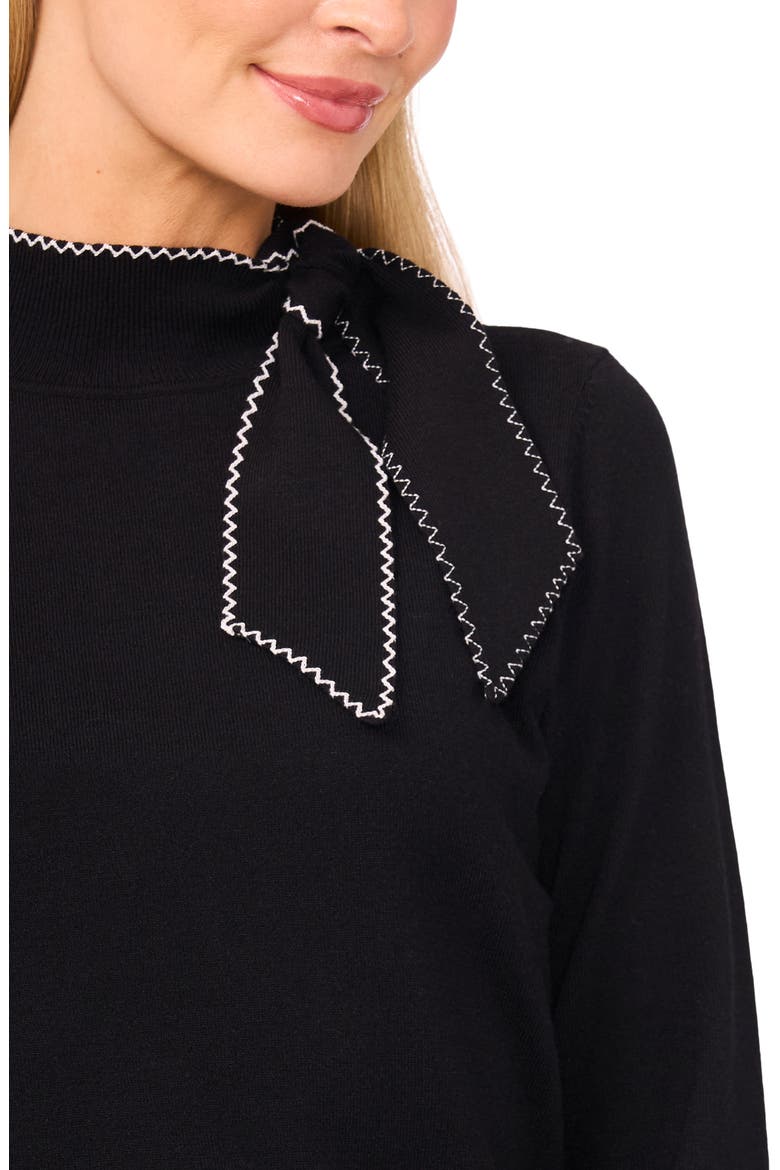 Scarf Tie Neck Sweater, Alternate, color, RICH BLACK