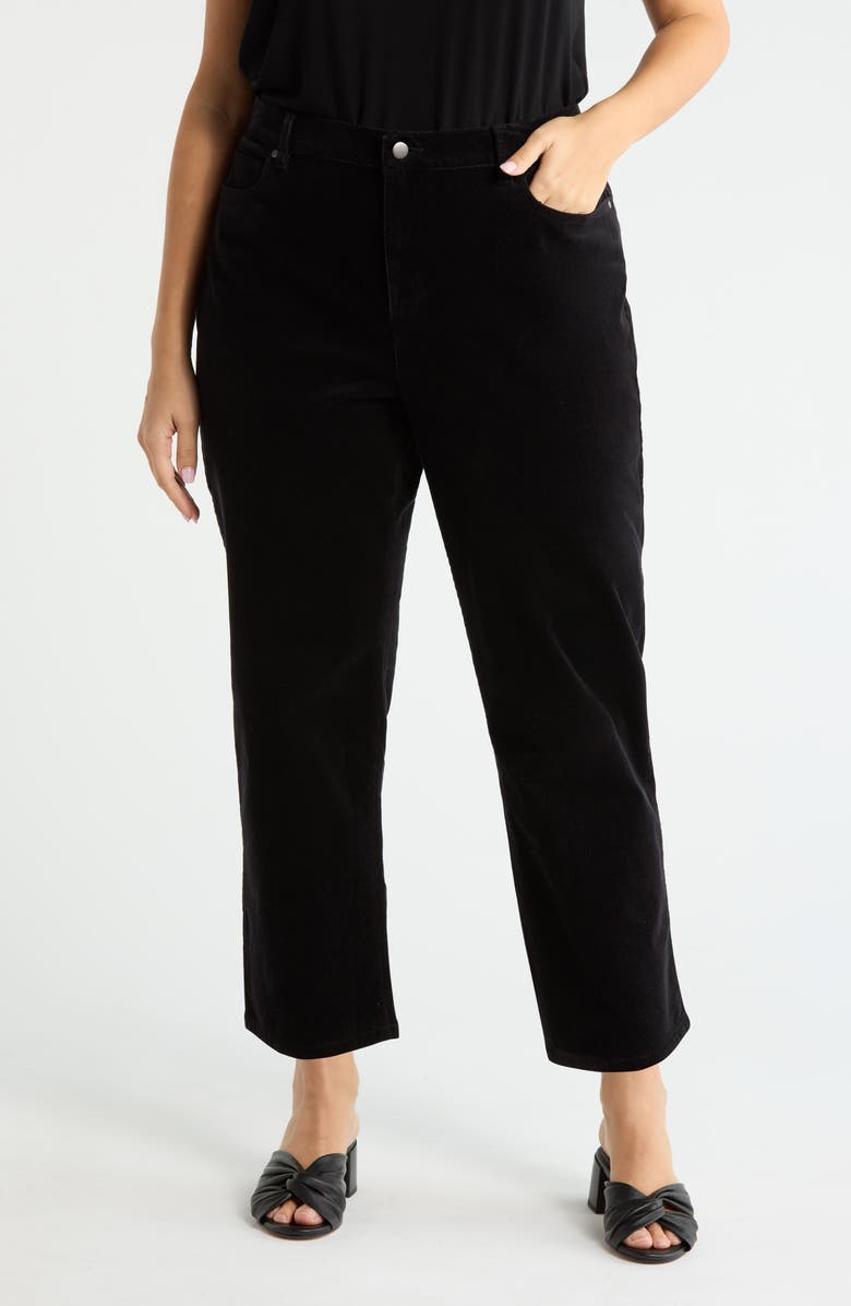 Eileen Fisher High Waist Ankle Straight Leg Jeans, Main, color, Black