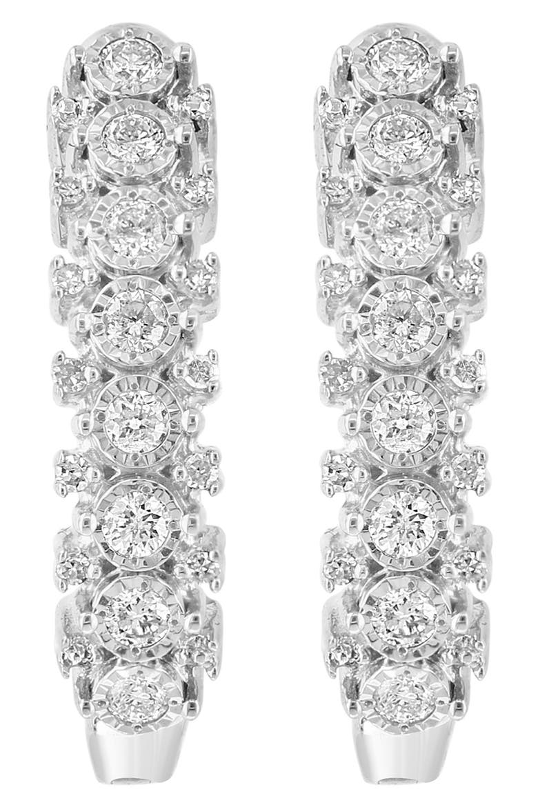 Sterling Silver Diamond Huggie Hoop Earrings, Alternate, color, SILVER