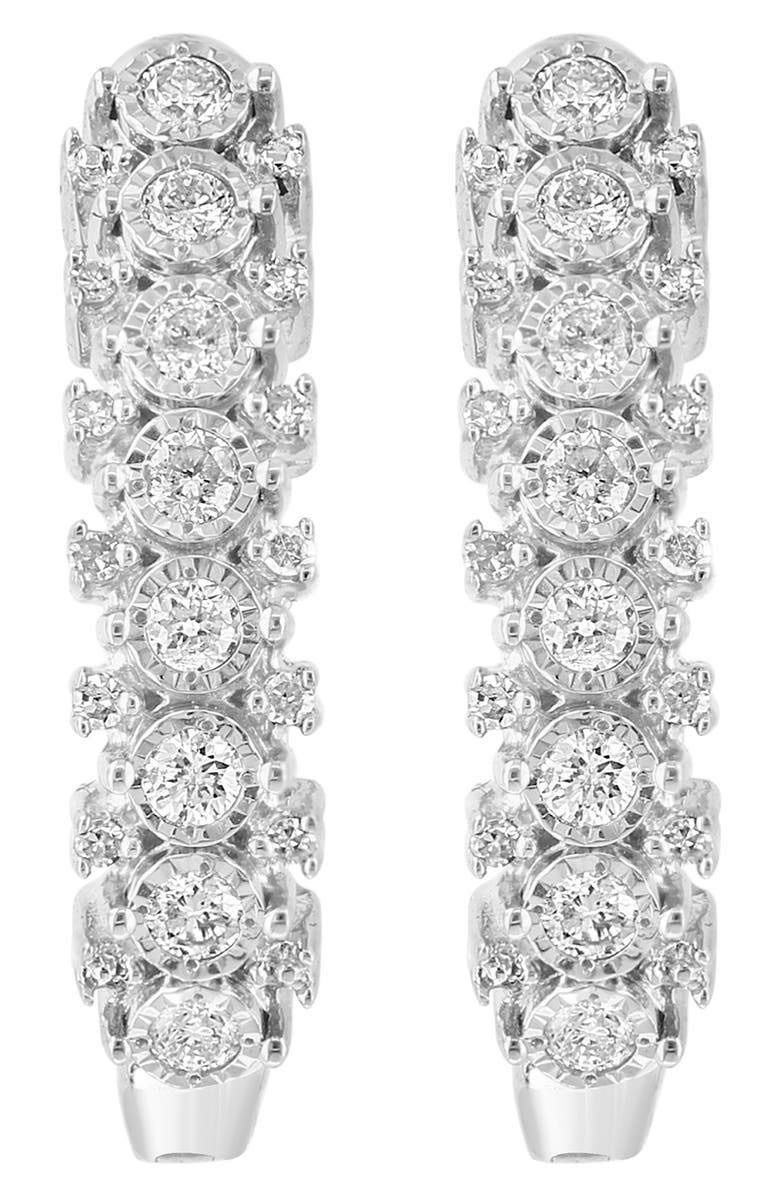EFFY Sterling Silver Diamond Huggie Hoop Earrings, Alternate, color, Silver