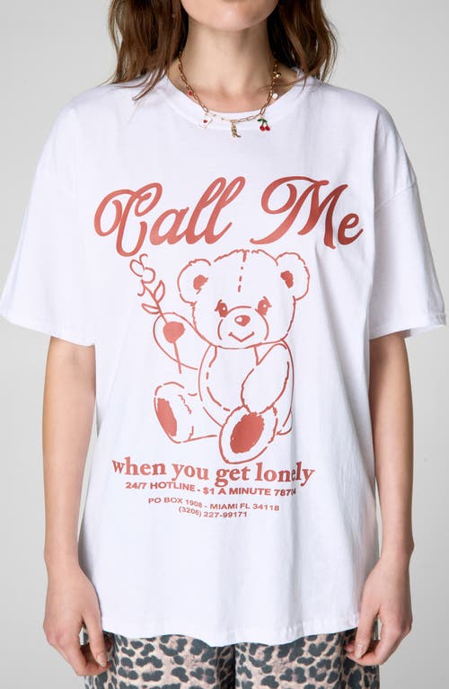 Nasty Gal Call Me Teddy Oversize Graphic T-shirt In White