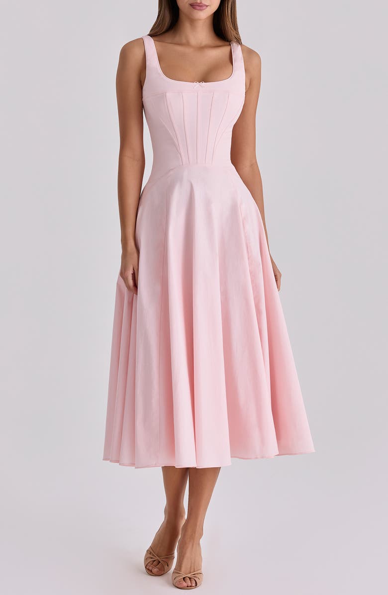 HOUSE OF CB Jaime Lace Back Sleeveless Midi Dress, Main, color, Pink