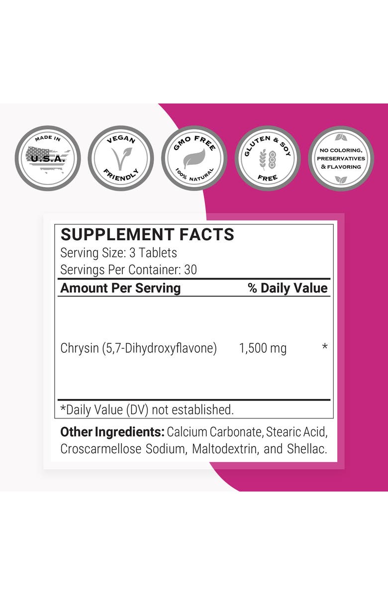 SuperSmart Chrysin Supplement 1500mg, Alternate, color, NO COLOR