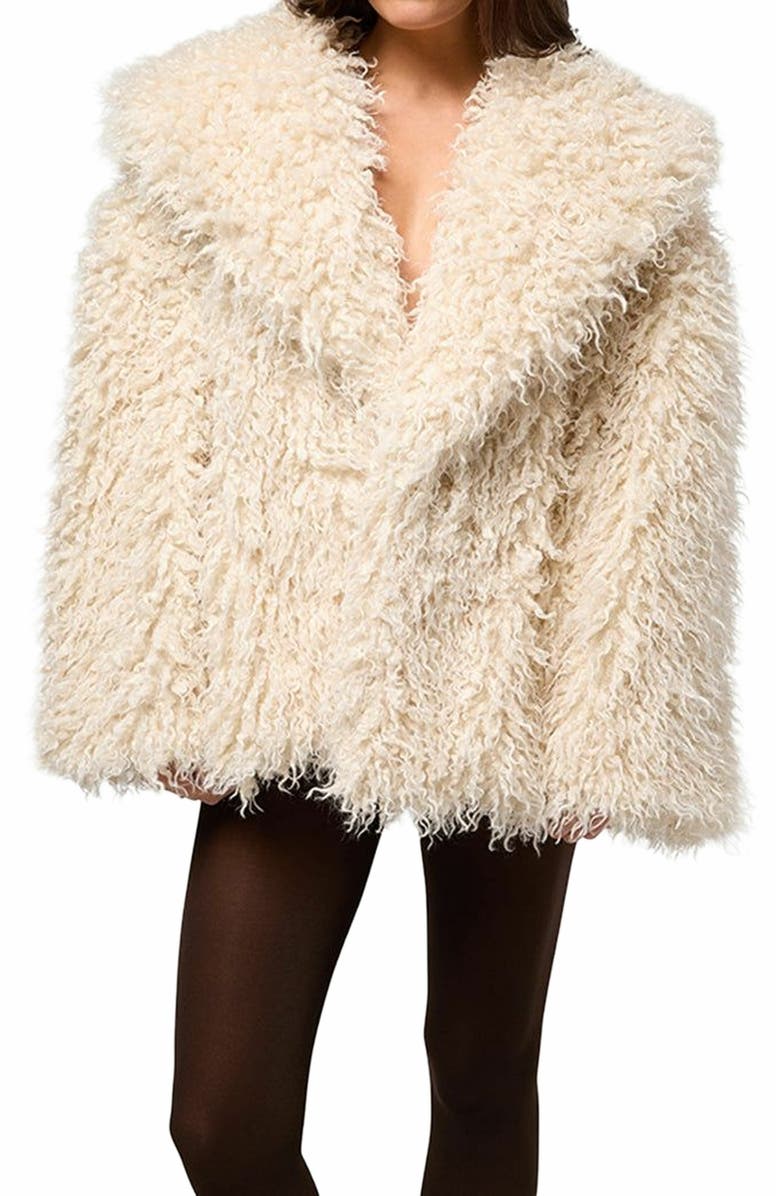 WeWoreWhat Shawl Collar Faux Fur Coat, Alternate, color, 