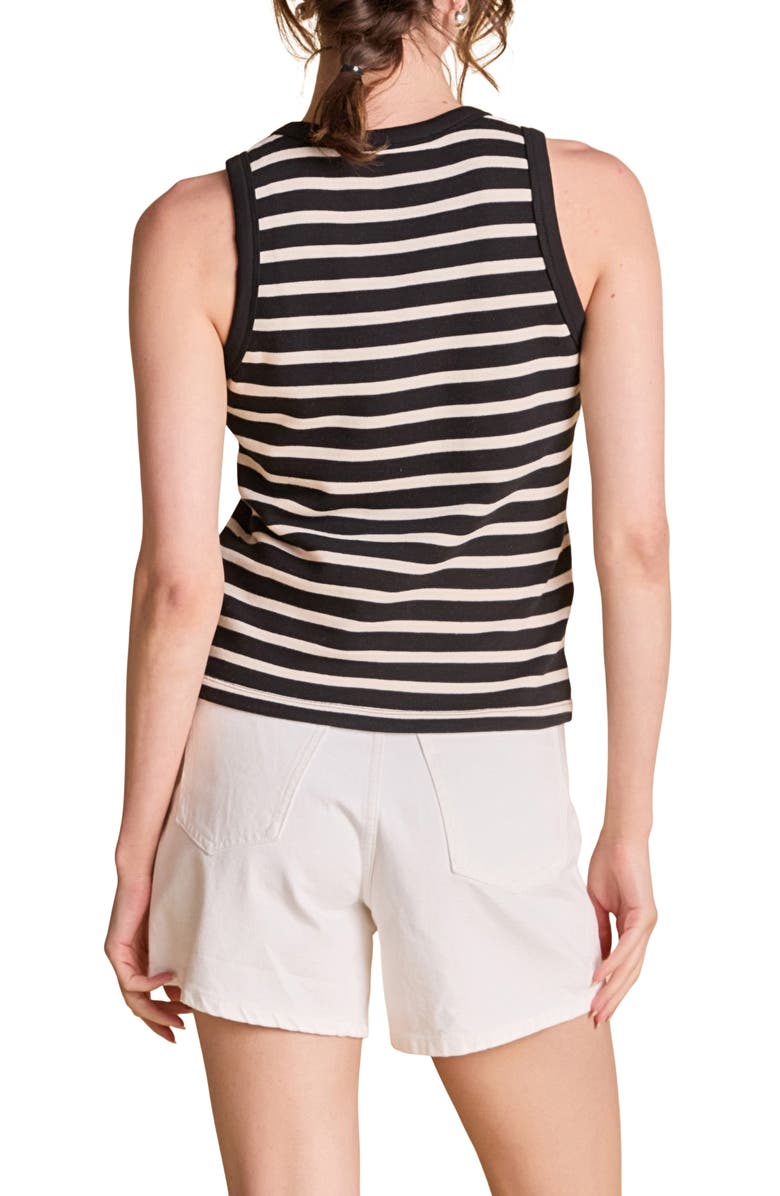 Endless Rose J' Adore Stripe Cotton Tank, Alternate, color, Black/ White