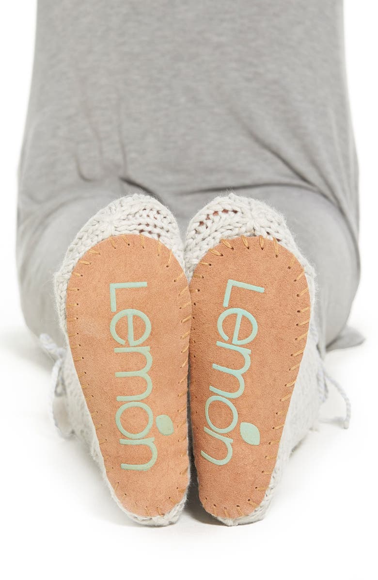 Lemon 'Arctic' Cable Knit Knee High Slippers, Alternate, color,