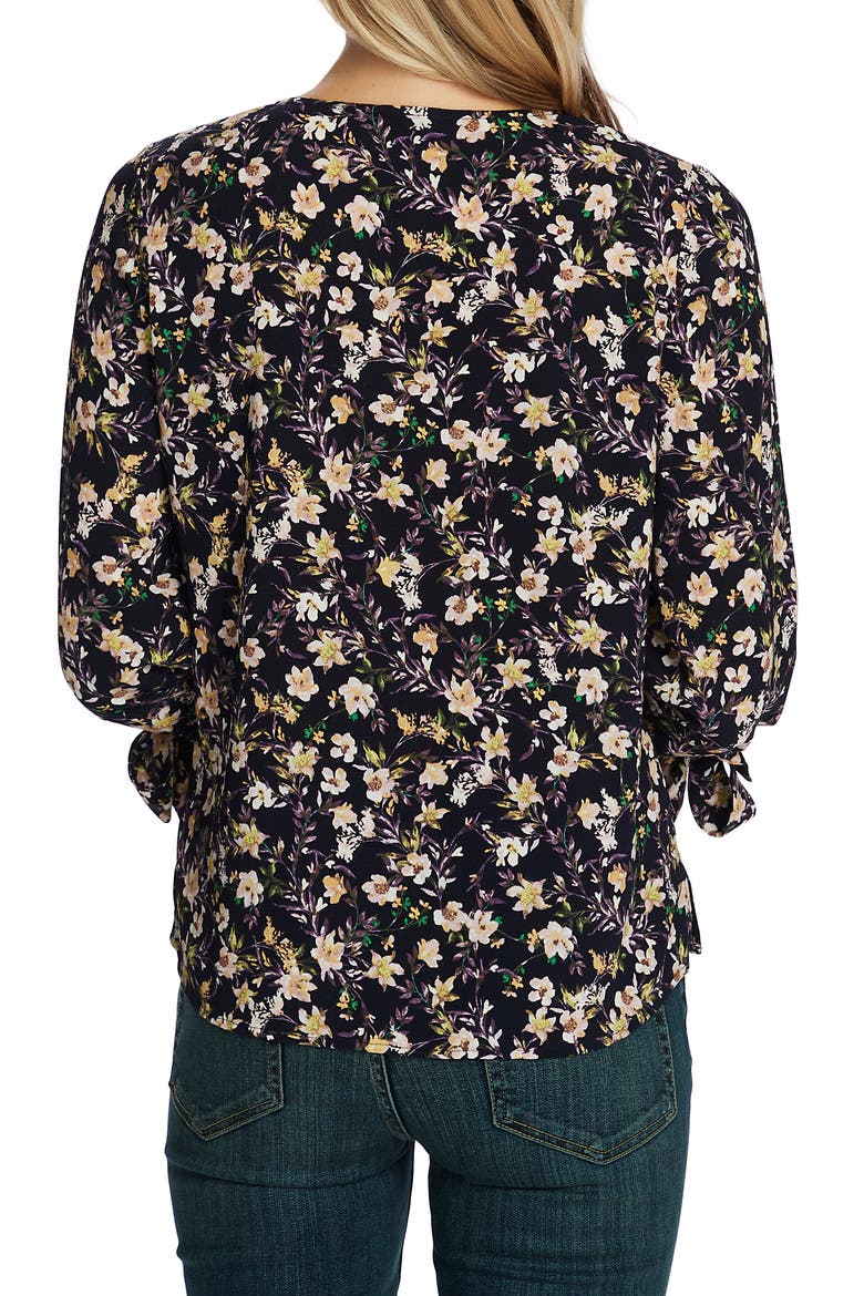 Botanic Charm Floral Tie Sleeve Blouse, Alternate, color, CAVIAR