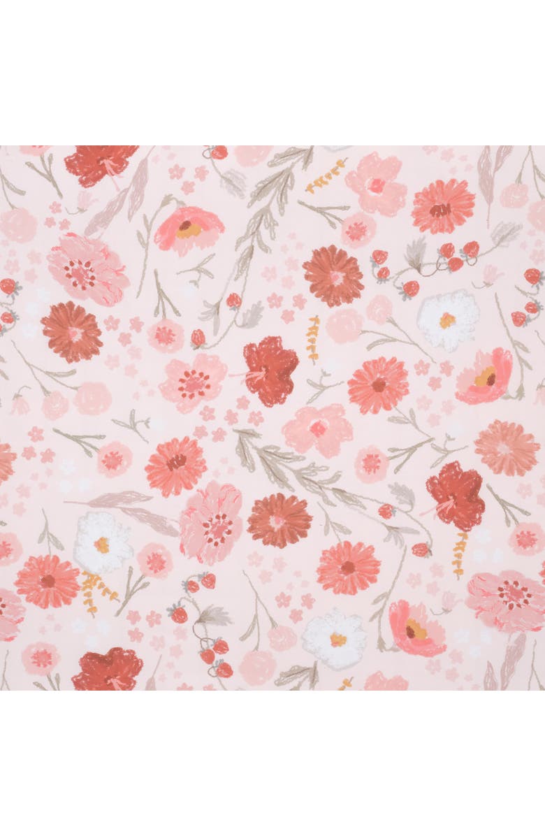 Bedtime Originals Flower Power Floral/Strawberry Baby Fitted Crib/Toddler Sheet, Alternate, color, Pink