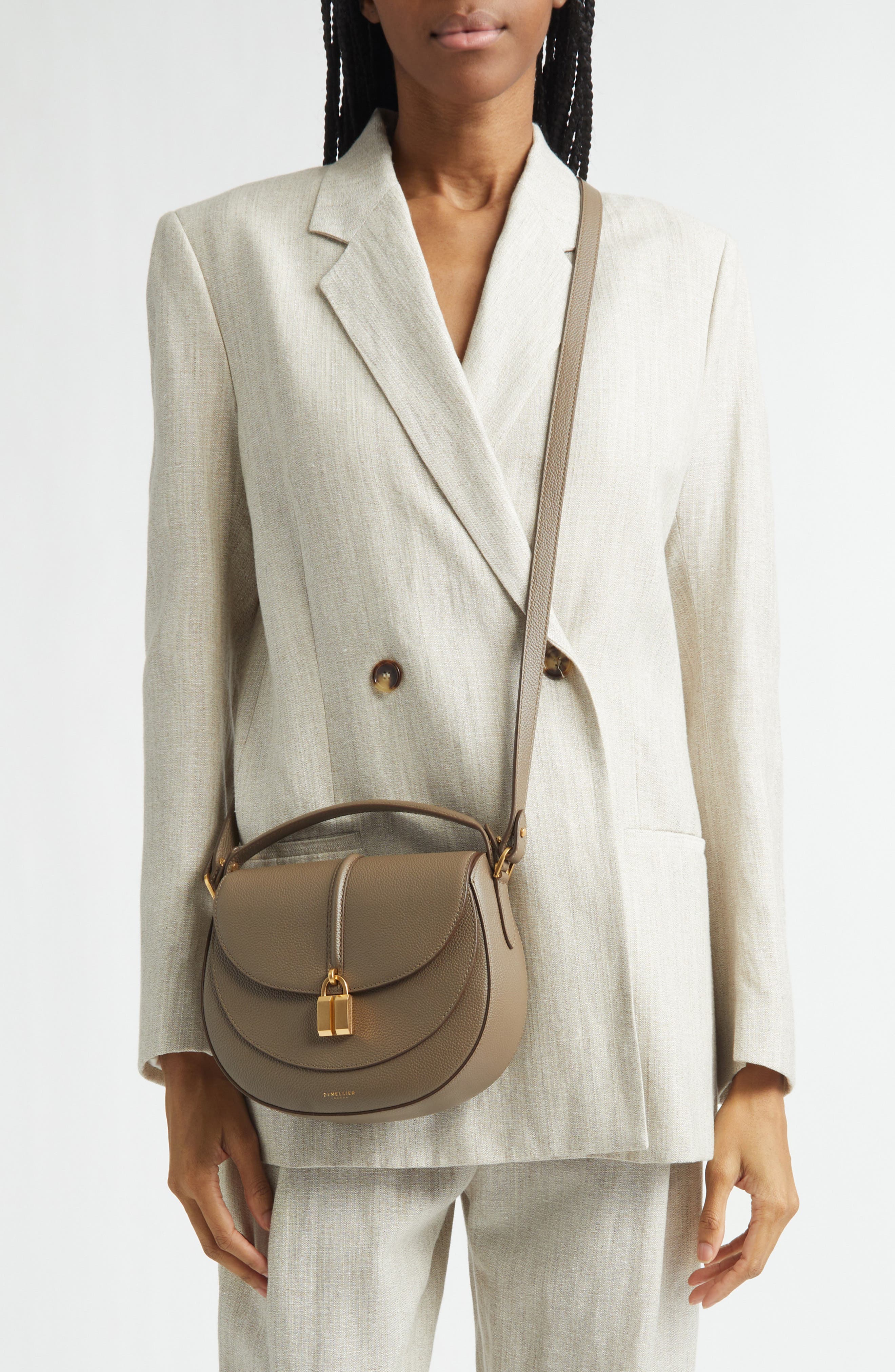 DeMellier Siena Leather Saddle Crossbody Bag, Alternate, color, Dark Taupe