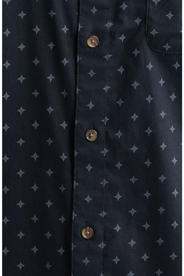 Charter Print Short Sleeve Button-Up Shirt, Alternate, color, BLACK/FUTURE GREY DIAMOND TILE