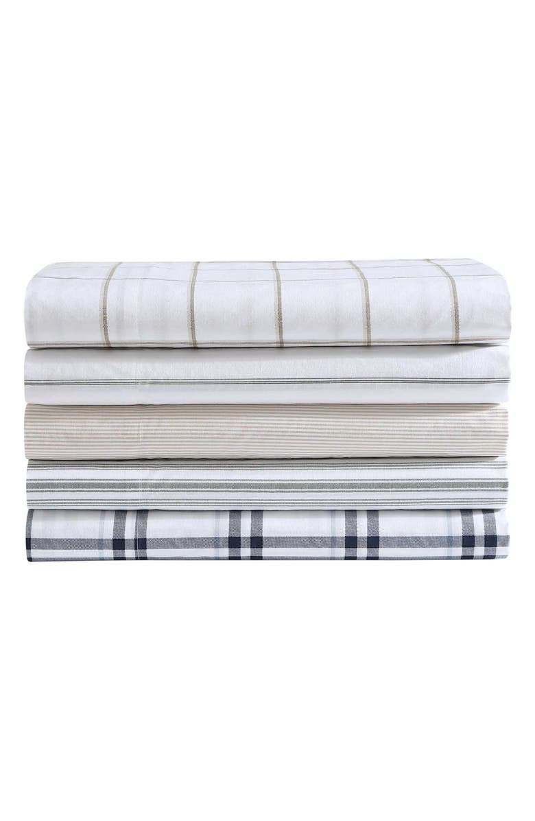 Nautica Coleridge Stripe 200-Thread Count Cotton Percale Sheet Set, Alternate, color, Medium / Dark Green