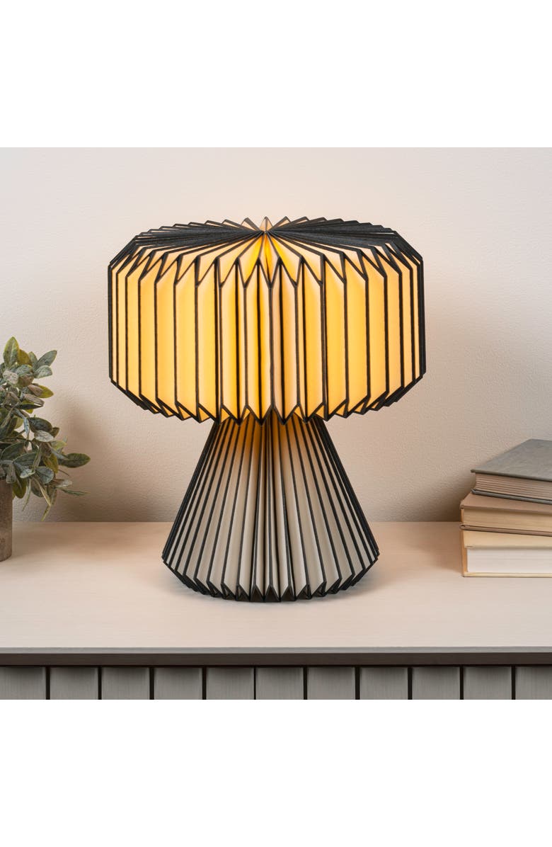 JONATHAN Y Zelda 12.8" Modern Art Deco Paper Pleated Shade Accent LED Table Lamp, Alternate, color, Black Natural