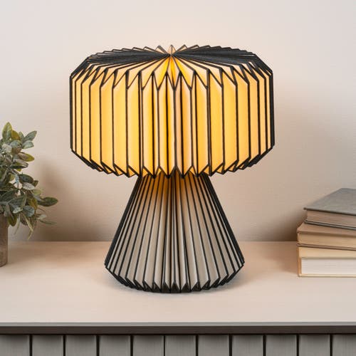 Jonathan Y Zelda 12.8" Modern Art Deco Paper Pleated Shade Accent Led Table Lamp In Black