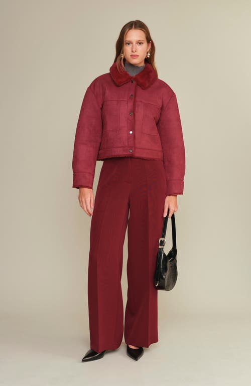 Deluc Mathew Faux Suede & Faux Shearling Jacket In Burgundy