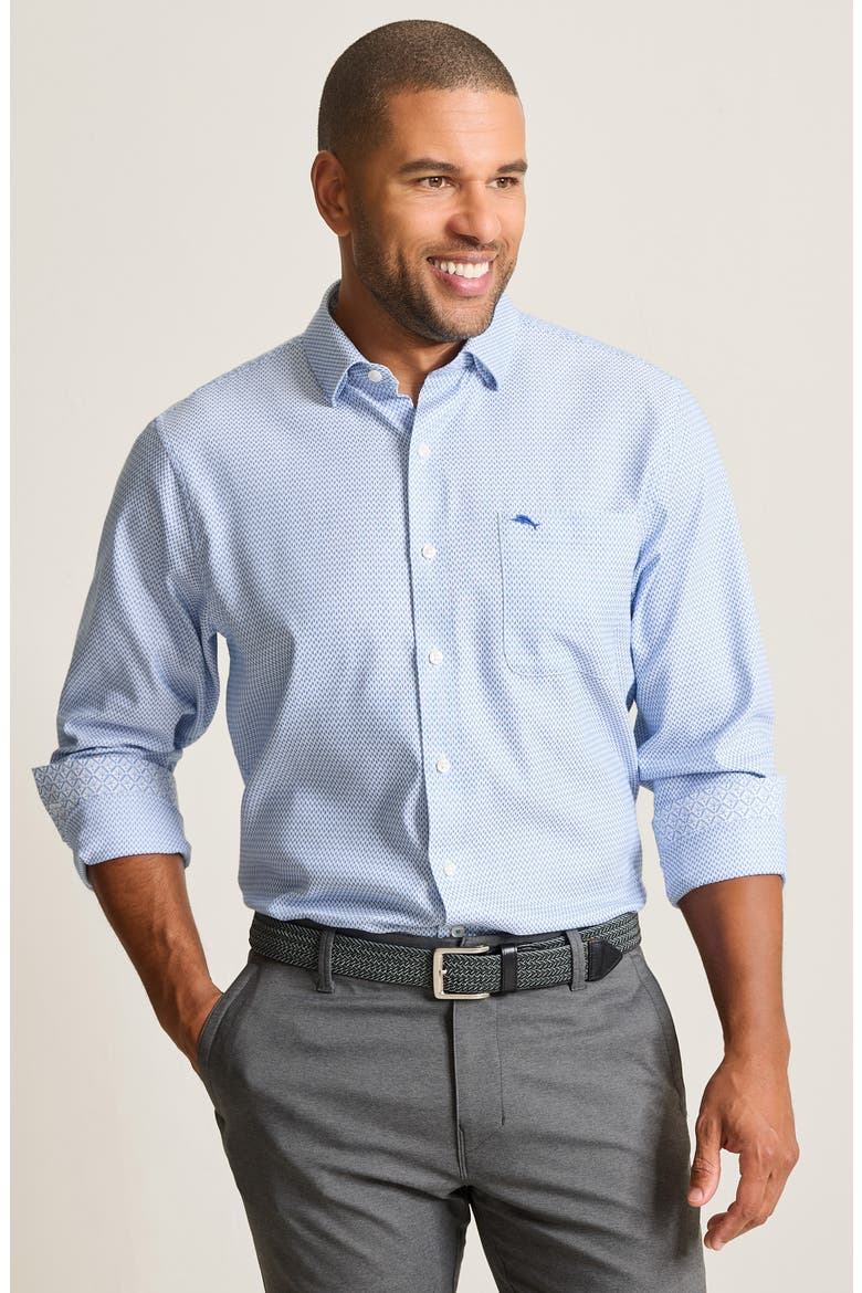 Sarasota Stretch Ventura Coast Solid White IslandZone® Button-Up Shirt, Alternate, color, VACATION BLUE