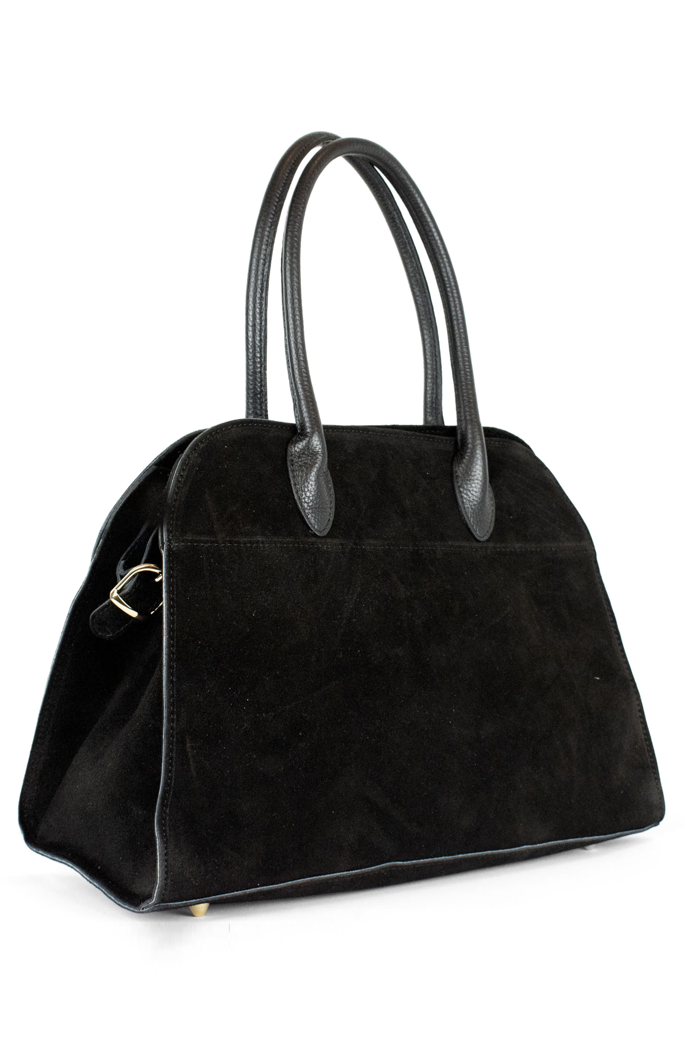 Persaman New York Valeria Suede Bowling Bag, Alternate, color, Black