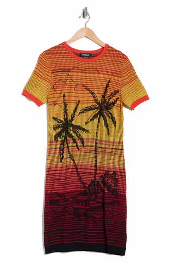 Desigual Palm Tree Short Sleeve Knit Minidress