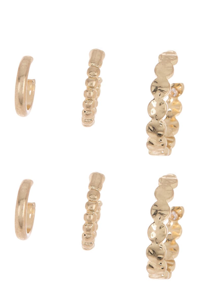 Brass Hoop and Huggies - Set of 3, Main, color, GOLD