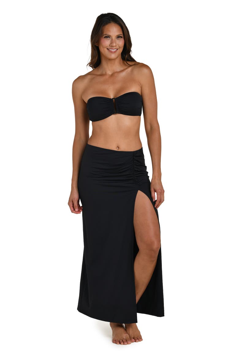 Island Goddess Side Slit Cover-Up Skirt, Alternate, color, BLACK