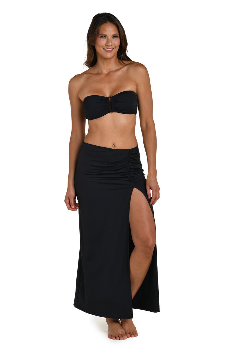 La Blanca Island Goddess Side Slit Cover-Up Skirt, Alternate, color, Black