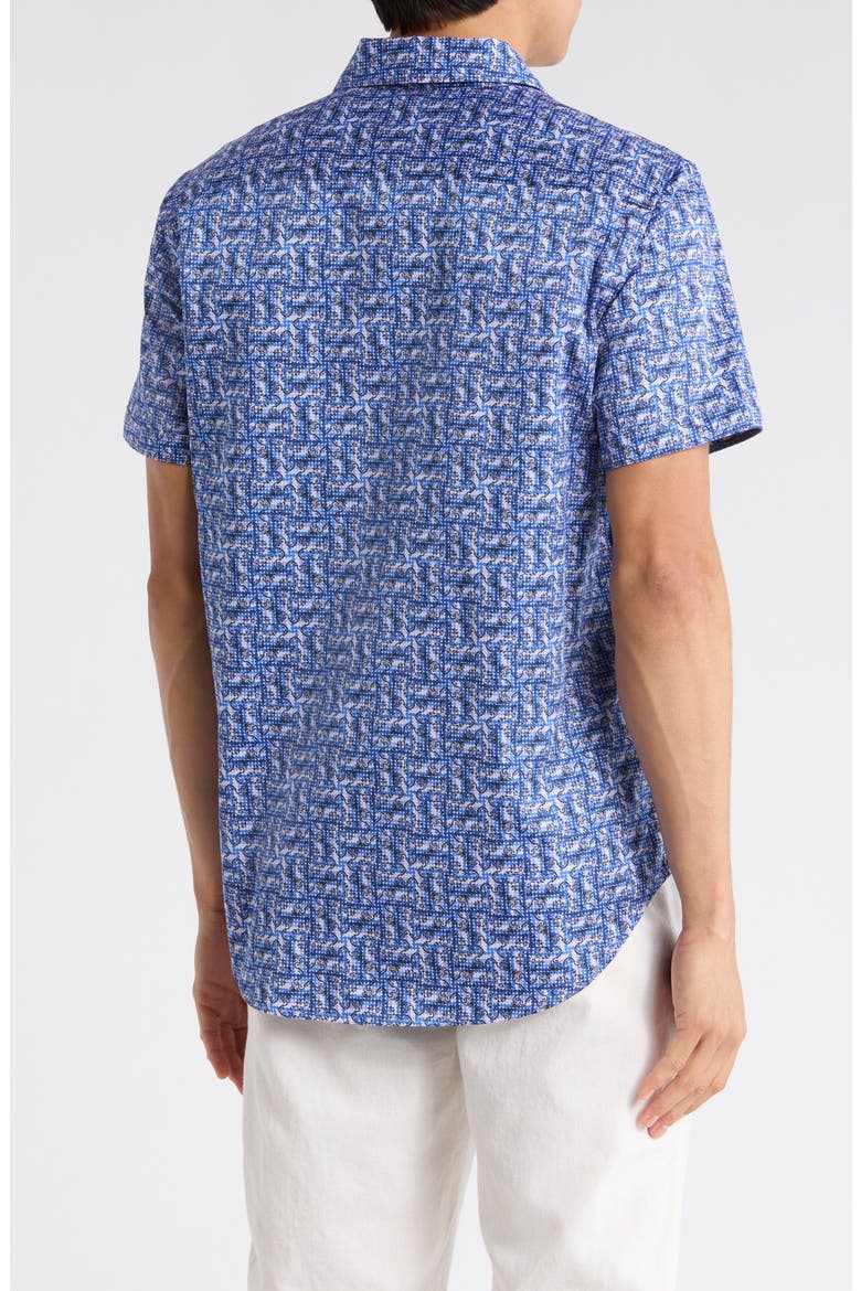 Short Sleeve Button Up Shirt, Alternate, color, BLUE