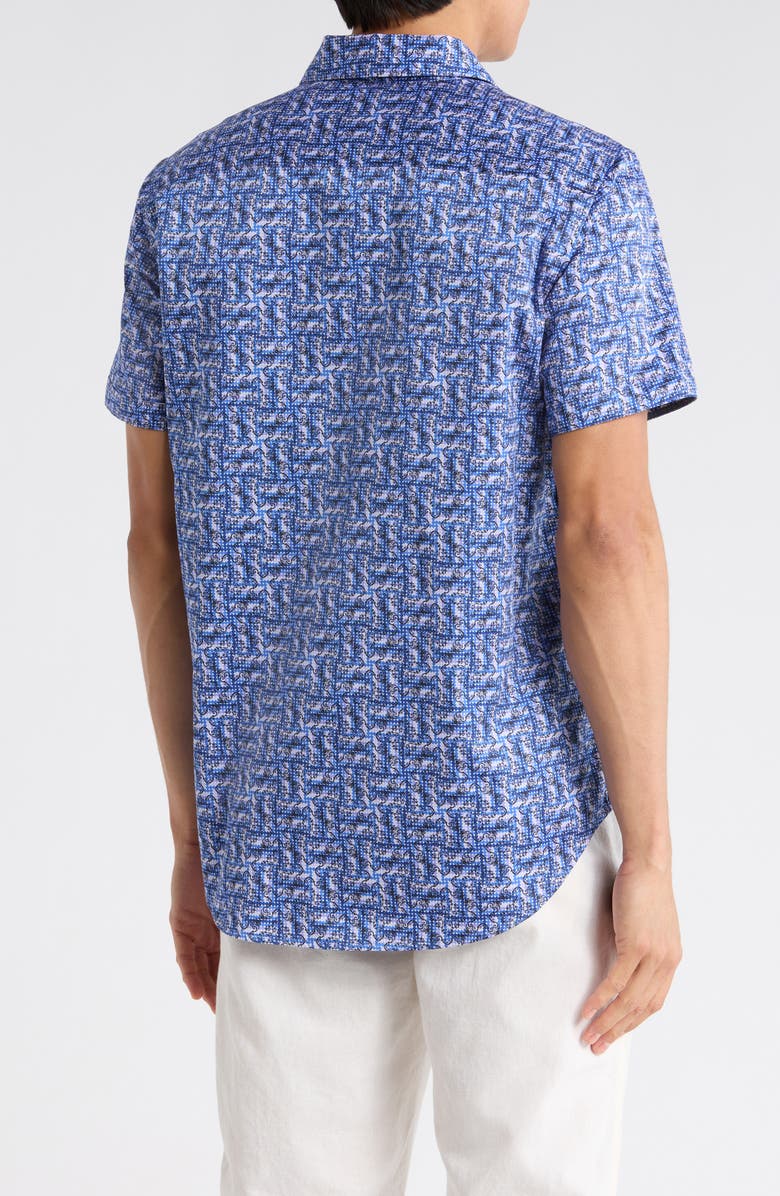 Robert Graham Short Sleeve Button Up Shirt, Alternate, color, Blue