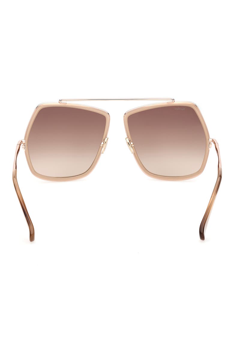 64mm Gradient Oversize Geometric Sunglasses, Alternate, color, BEIGE HORN / GRADIENT BROWN