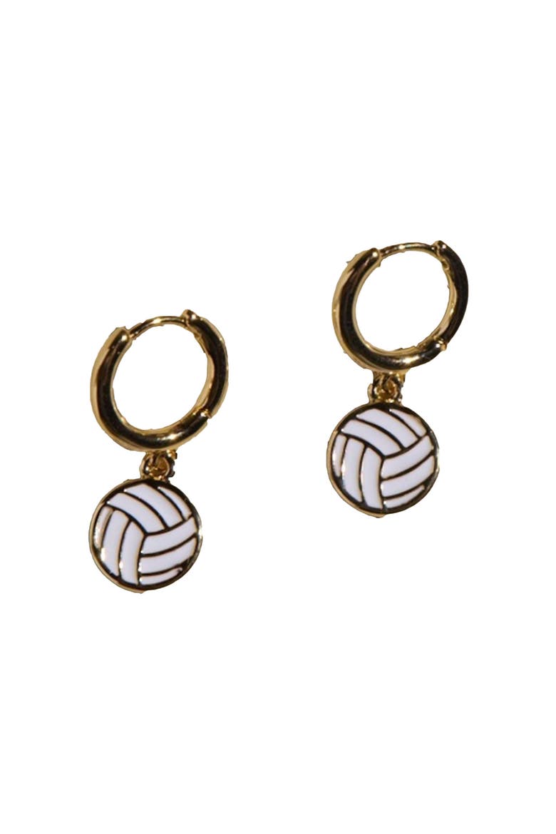Volleyball Huggie Earrings, Main, color, Gold