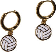 Nickel & Suede Volleyball Huggie Earrings