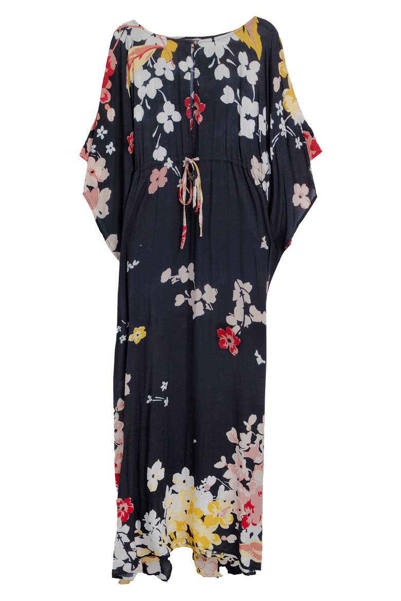 Floral Print Cover-Up Kaftan, Alternate, color, BLACK COMBO
