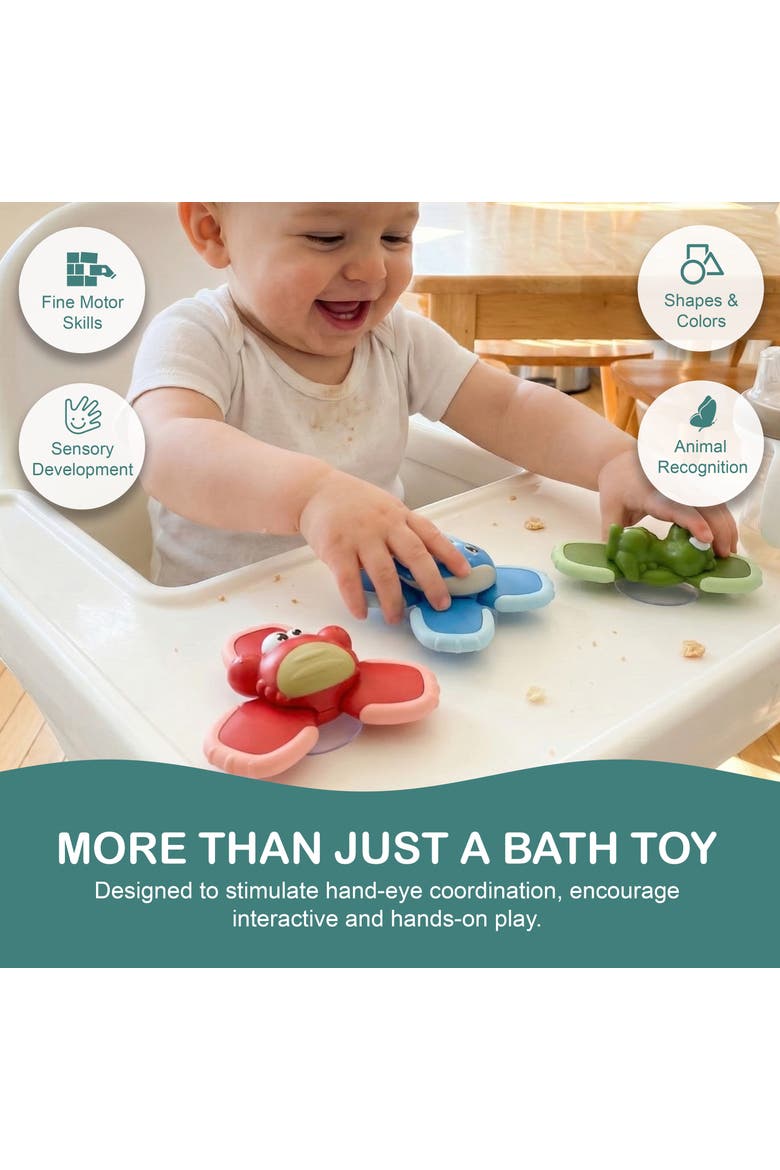 Cartoon Colorful Suction Spinner Toy Set, Alternate, color, Multicolor