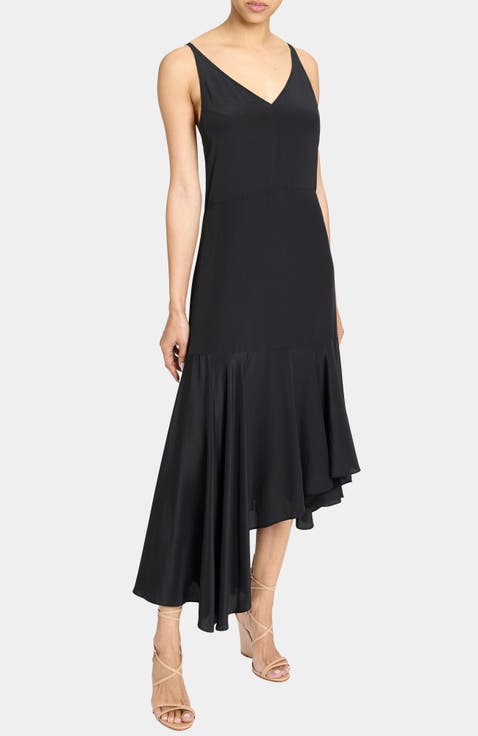 DAVIN Fit and Flare Silk Midi Dress