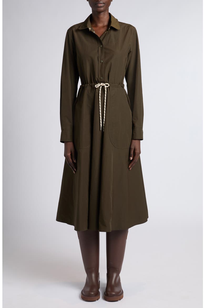 Long Sleeve Poplin Shirtdress, Main, color, GREEN