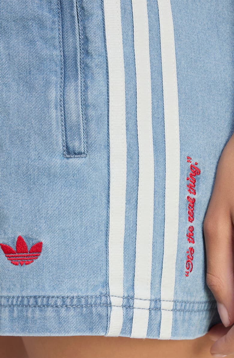 adidas Striped Denim Shorts, Alternate, color, Light Blue