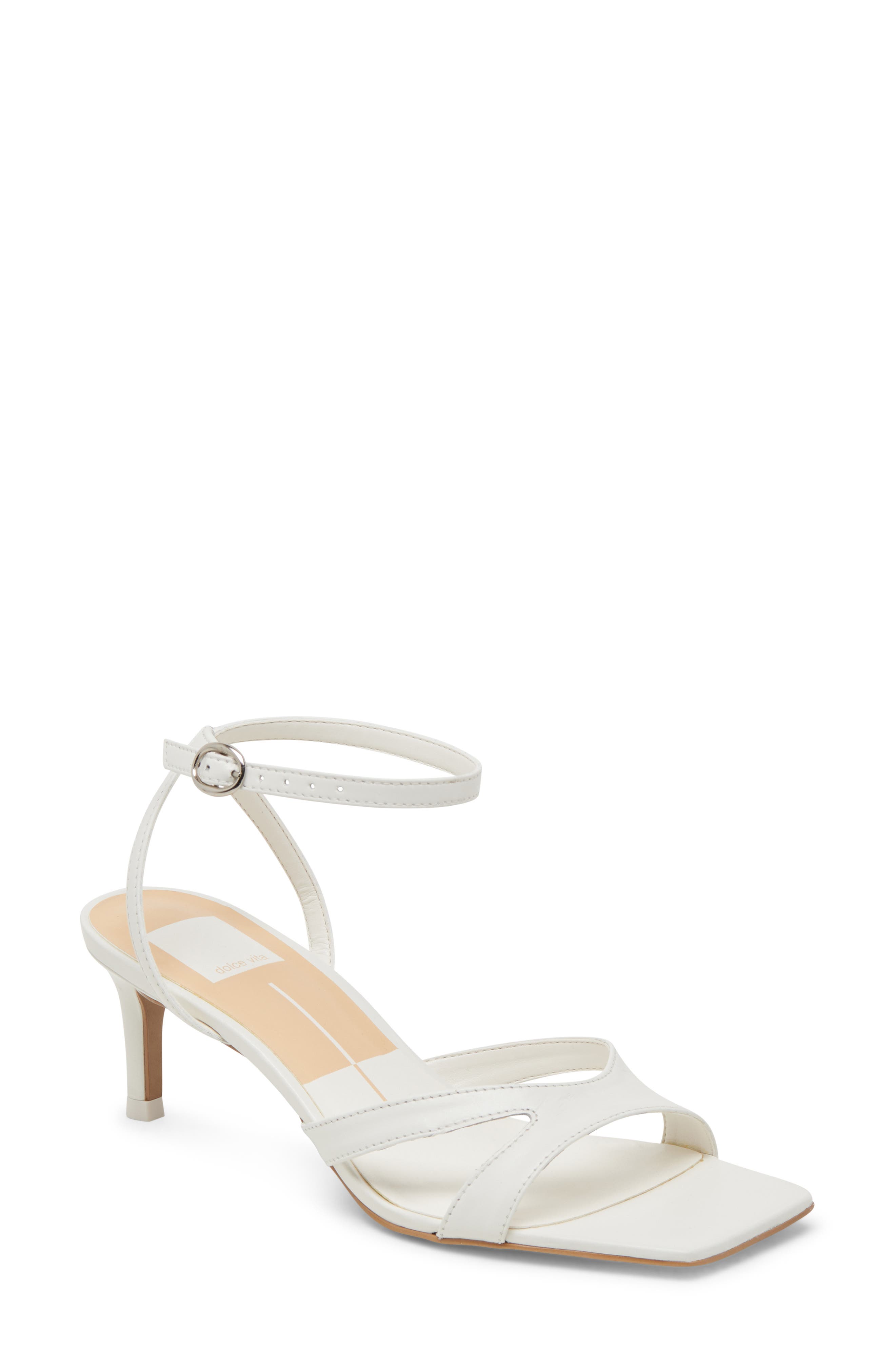 Becki Ankle Strap Sandal, Main, color, TRUE WHITE LEATHER