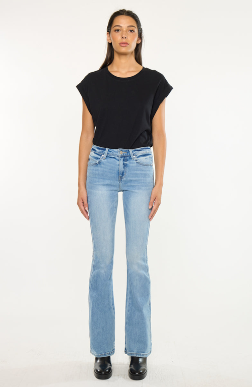 Kancan Azul Mid Rise Flare Jeans In Blue