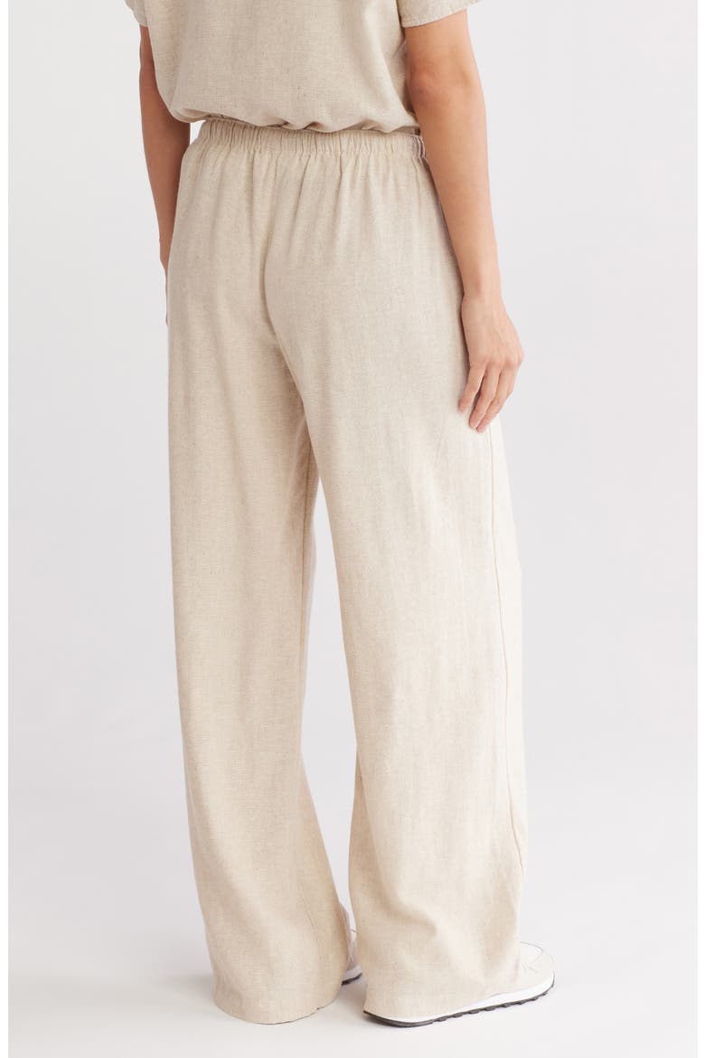 Drawstring Waist Linen Blend Pants, Alternate, color, NATURAL