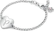 Tiny Blessings Sterling Silver Lovely Heart ID Bracelet & Engraved Initial 6" Bracelet