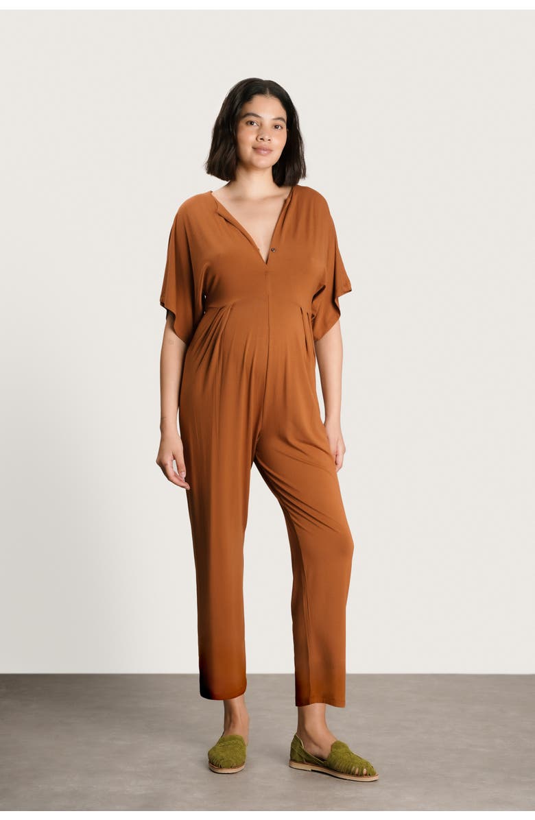 Nom Maternity Filipa Maternity & Nursing Jumpsuit, Main, color, Caramel