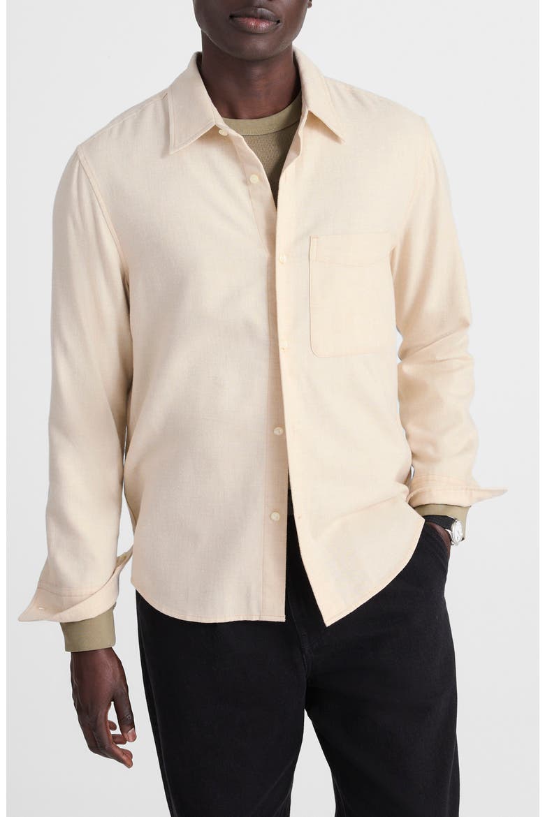 Lightweight Flannel Button Up Shirt, Main, color, HEATHER OATMEAL