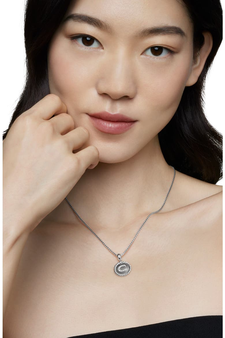 Initial Charm Necklace with Diamonds, Alternate, color, SILVER/ DIAMOND-C