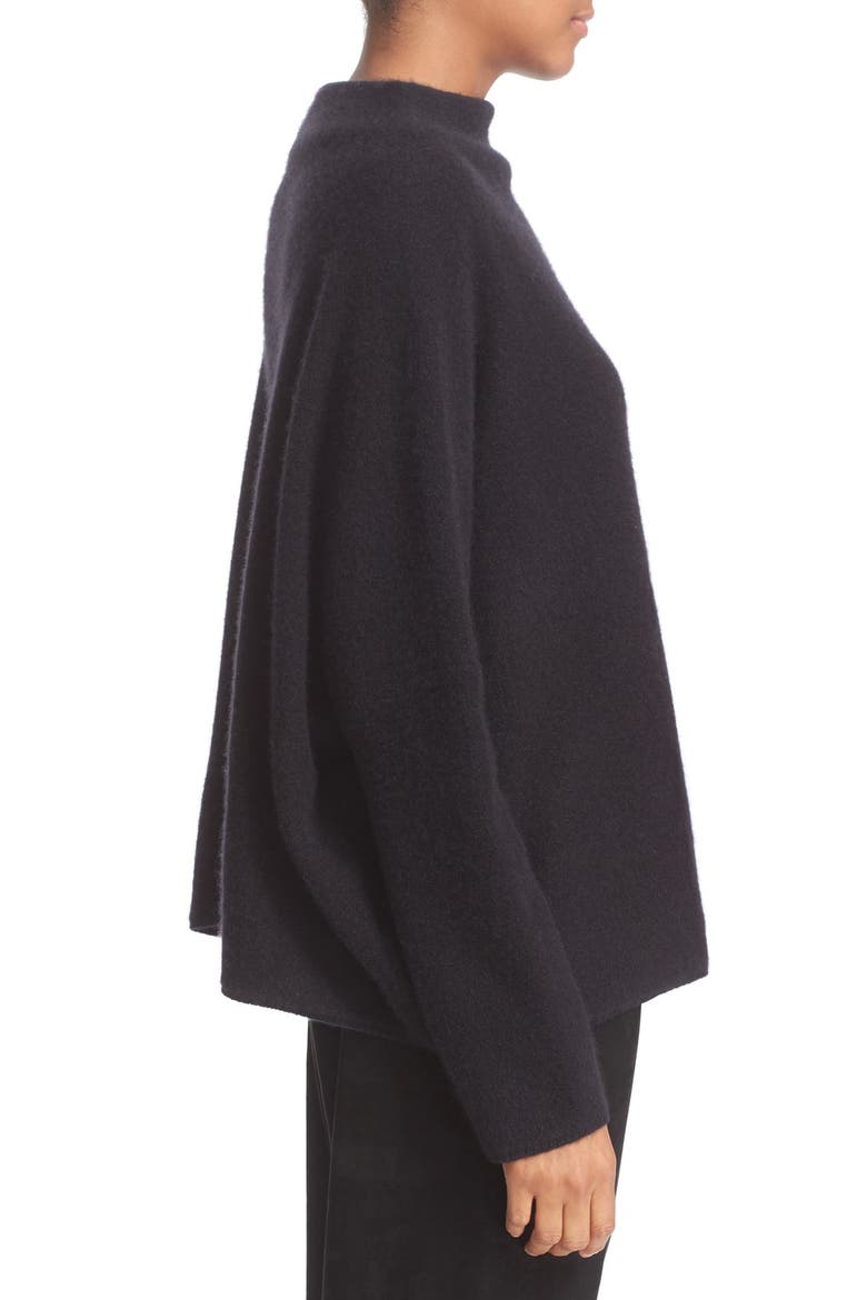 Funnel Neck Cashmere Sweater, Alternate, color, BLACK
