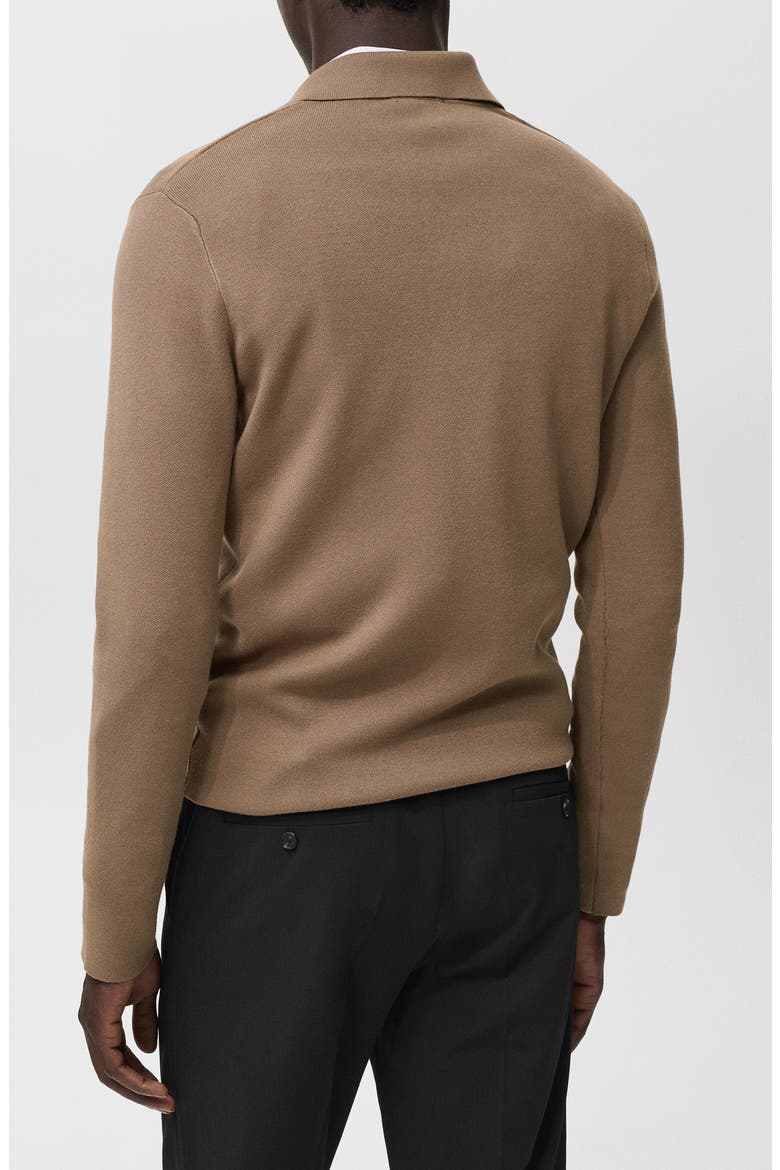 Long Sleeve Piqué Polo, Alternate, color, MEDIUM BROWN