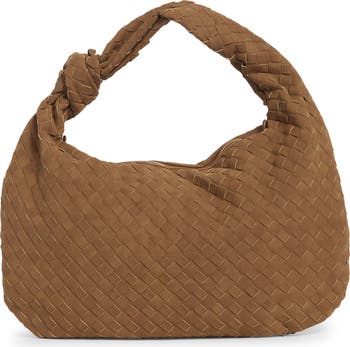 Woven Faux Suede Hobo Shoulder Bag