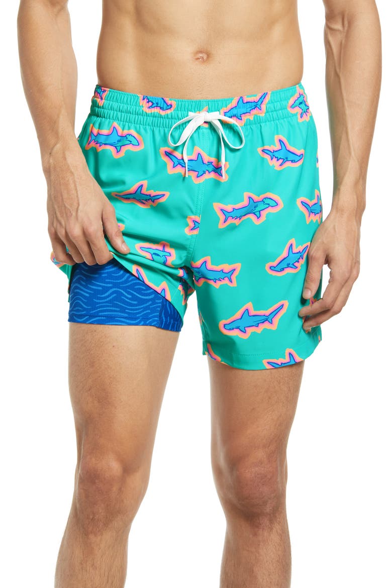 Classic Lined 5.5-Inch Swim Trunks, Main, color, MINT - PATTERN BASED