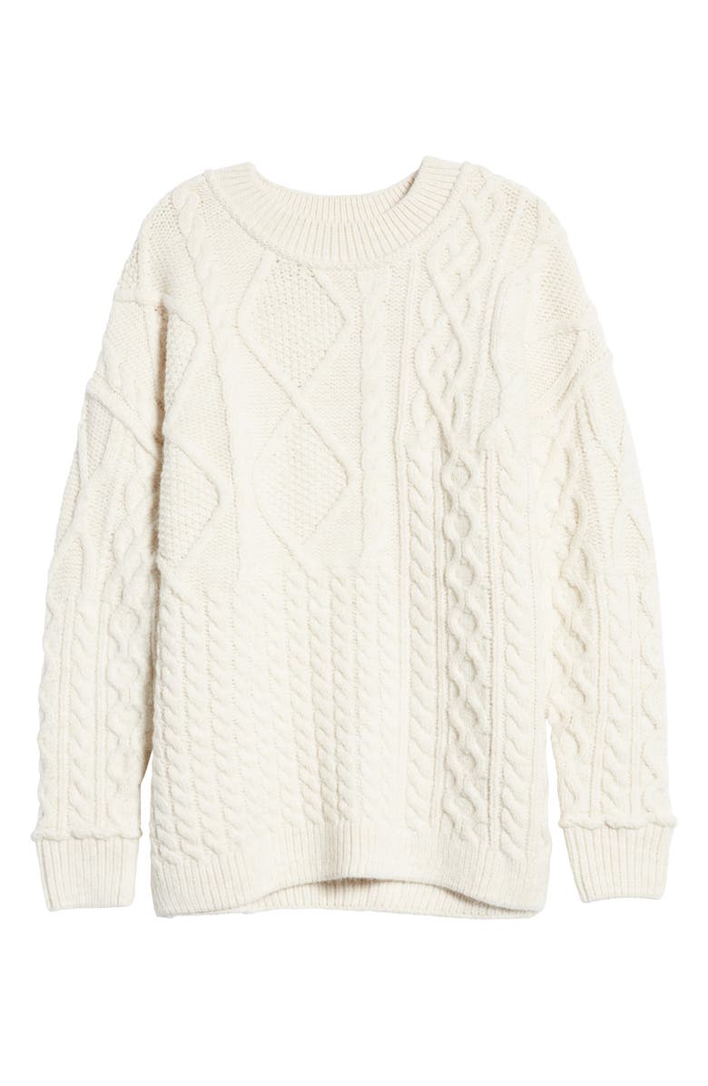 Free People Leslie Cable Knit Oversize Sweater, Alternate, color, 