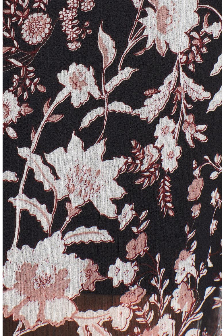 Floral Print Sheer Maxi Dress, Alternate, color, BLACK/ TAUPE